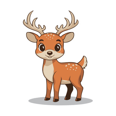 Cute cartoon deer. Vector illustration. Isolated on white background.のイラスト素材