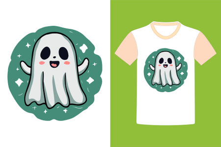Cute ghost and t-shirt design. Vector Illustration.のイラスト素材
