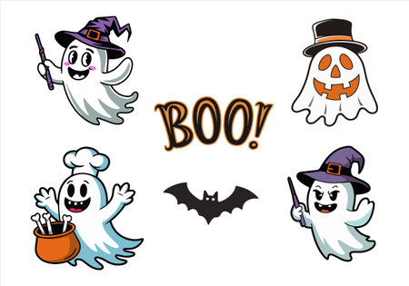 Halloween icon set. Cartoon illustration of 9 Halloween icon set for web designのイラスト素材