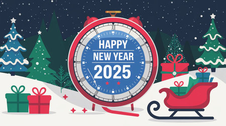 Happy New Year 2025. Merry Christmas and Happy New Year banner Background. Happy New Year greeting card. Merry Christmas and Happy New Year.の写真素材