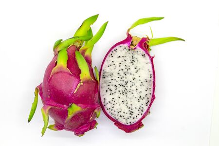  Dragon fruit isolated White backgroundの写真素材