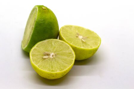 Lemon on a white background, sour fruit, cook in Asia like Tom Yum,universal foodの写真素材