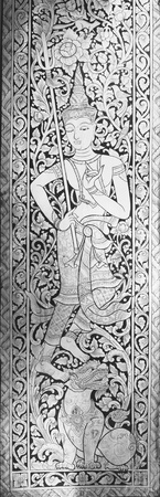 Black & White texture of Angel in Buddha style on Thai temple door. のeditorial素材