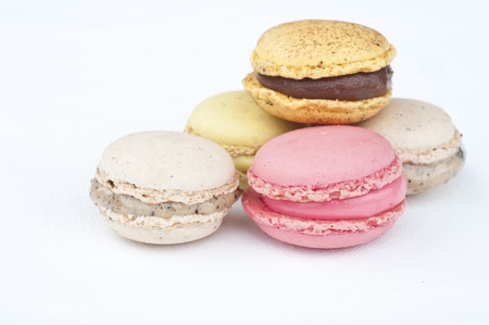 Colorful macaroons on white background の写真素材