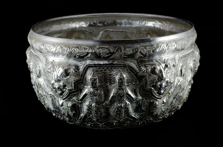 Thai silver bowlの写真素材