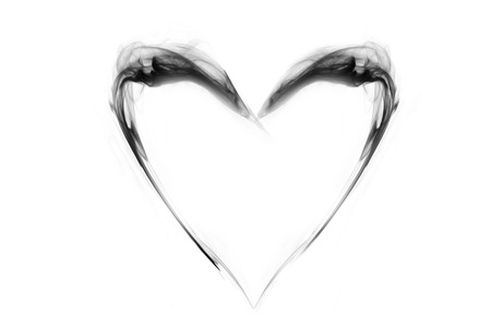 Smoke heart shape on white background.の写真素材