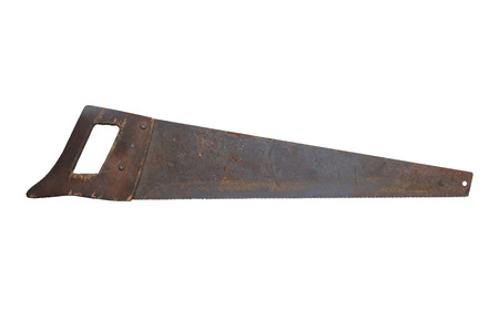 Old rusty saw isolated on white background.の写真素材