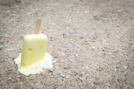Ice cream on the ground. selective focus. soft focus.の写真素材
