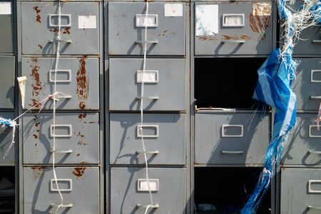 Old office file cabinet that has been discontinued. Old filing cabinets made from steel.
