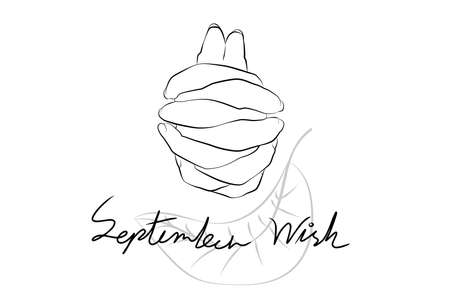 Hand drawn lines It is a symbol of the prayer of wishes with the faded leaves with the message of the wishes of September.のイラスト素材