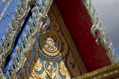 Sala Thai temples gables adorned with beautiful patterns.の写真素材
