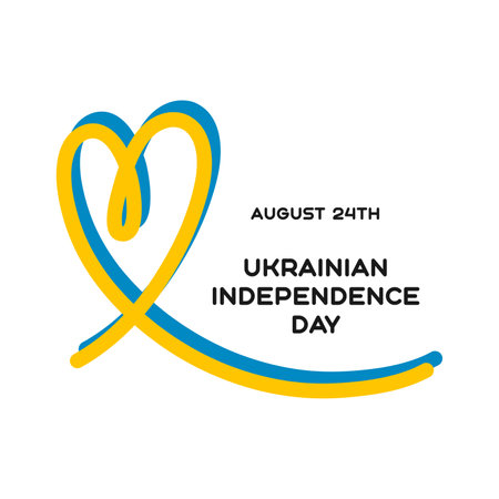 Vector Illustration of Ukraine Independence Day. Ribbon in the shape of a heartのイラスト素材