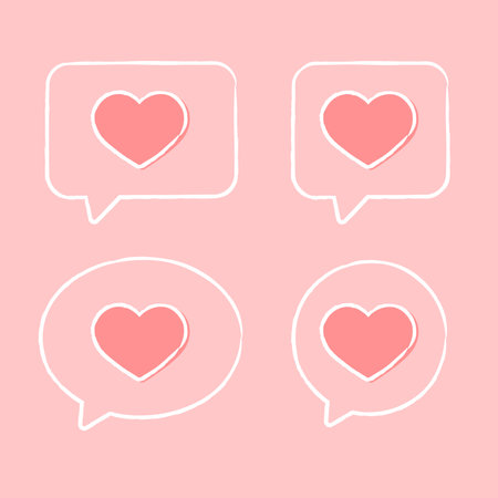 Set of heart message icons. Social media like or notification concept. Vector illustrationのイラスト素材