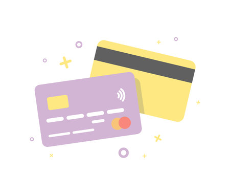 Credit card illustration. Single flat icon on white backgroundのイラスト素材
