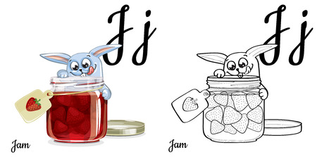 Jam. Vector alphabet letter J, coloring pageのイラスト素材
