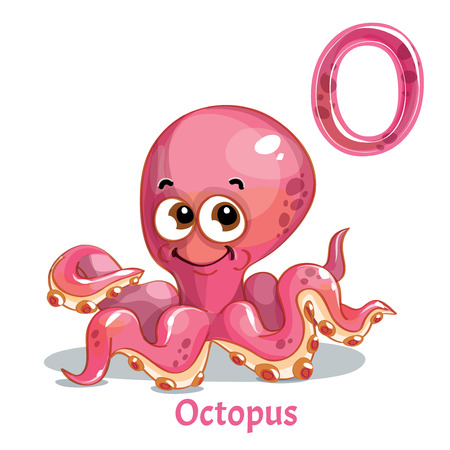 Vector alphabet letter O. Octopusのイラスト素材