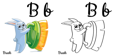 Brush. Vector alphabet letter B, coloring pageのイラスト素材