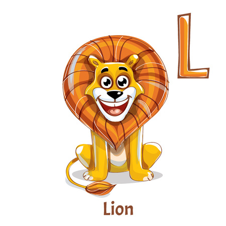 Alphabet letter L. Lion vector illustration.のイラスト素材
