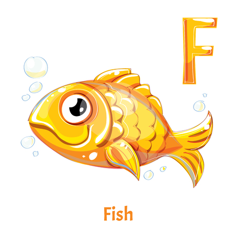Vector alphabet letter F. Fishのイラスト素材