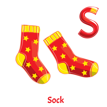 Vector alphabet letter S. Sockのイラスト素材