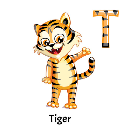 Vector alphabet letter T. Tigerのイラスト素材