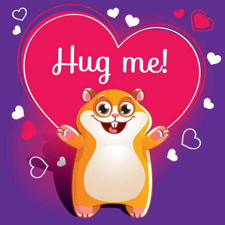 Cartoon hamster ready for a huggingのイラスト素材