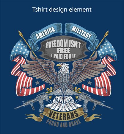 American army and weapon design for t-shirt & apparel design.のイラスト素材