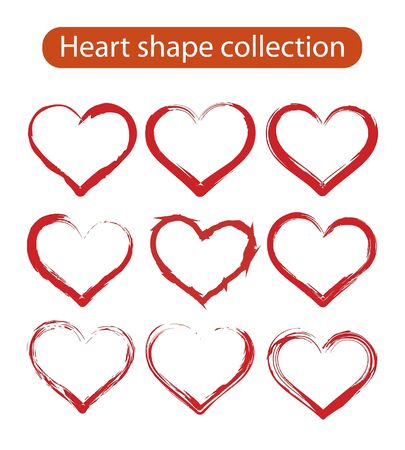 Red love heart vector shape complete set hand drawing sketch graphic element design backgroundのイラスト素材