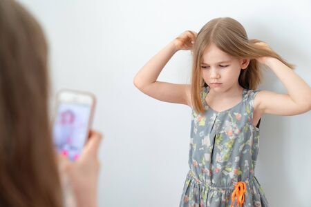 video for social networks or blog. Blogging modern trend. Personal blog. Capturing moments. Child...