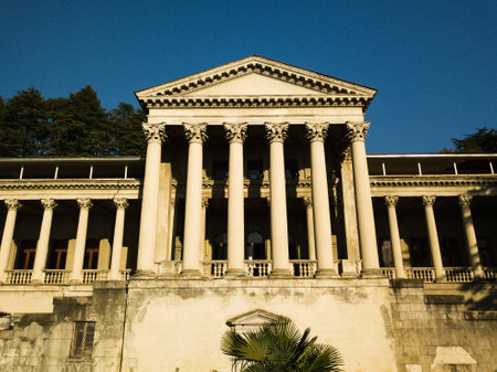 An old abandoned Sanatorium of Ordzhonikidze. Architecture of the USSR.のeditorial素材