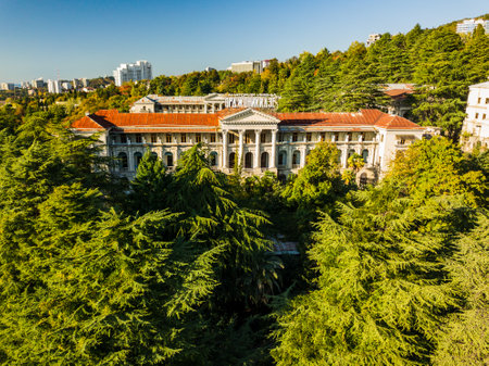 An old abandoned Sanatorium of Ordzhonikidze. Architecture of the USSR.のeditorial素材