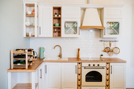 bright Scandinavian style kitchen. design of premises
