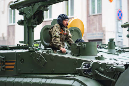 Chrysanthemum anti-tank systems drives through the streets of the city.のeditorial素材