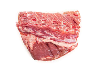 piece of raw pork on a white background. isolated.の写真素材