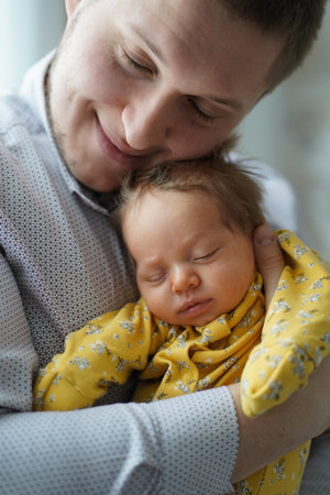 dad with newborn. fathers love for children. family happiness and love.の写真素材