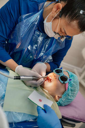 oral hygiene. teeth cleaning at stomatologist. regular visits to dentistの写真素材