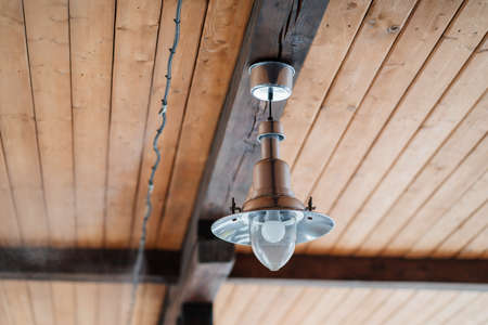 terrace ceiling with lamp and fog cooling system. comfortable stay