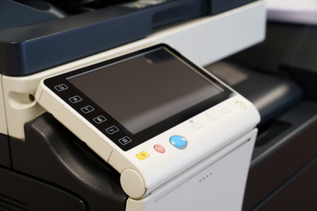 control panel of color laser printer with display. equipment for officeの写真素材