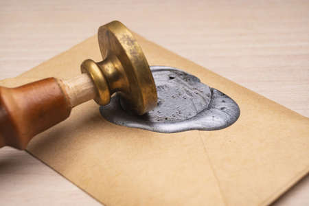 Wax stamp to create a three-dimensional impression.の写真素材
