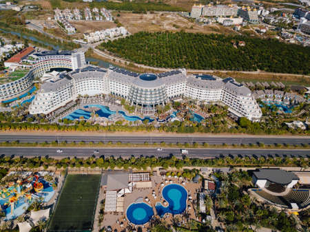 the sea, pier and beach of the Turkish hotel. tourism and recreation by the sea.のeditorial素材