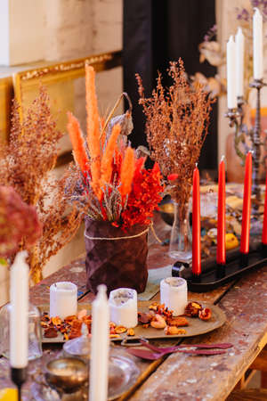 New Years or autumn decor in natural style. vintage and retro.の写真素材