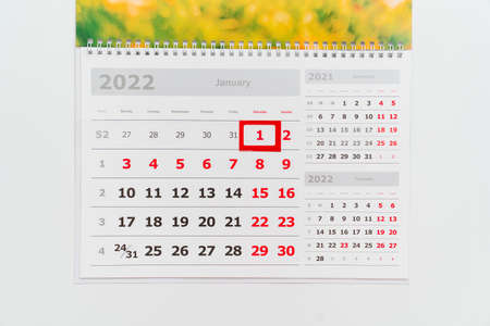 calendar for 2022. traditional gift for the New Year.の写真素材