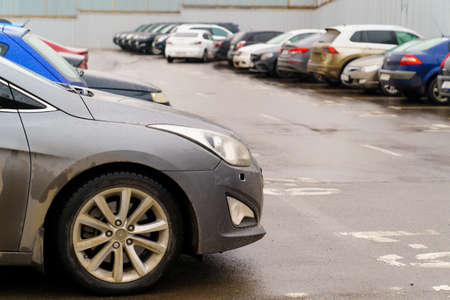 parking of used cars in the open air. profitable sale and purchase of cars.のeditorial素材