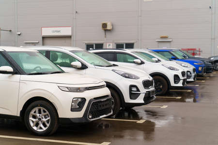 parking of used cars in the open air. profitable sale and purchase of cars.