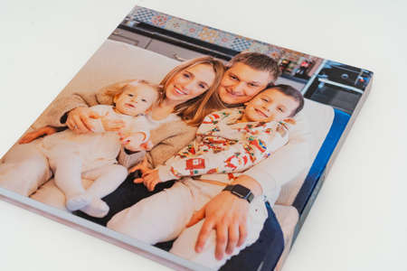 cover of a book with photos of big family at home on a white background.の写真素材