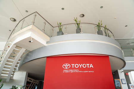 managers desk in premises of dealership of Toyota cars. buying and selling carsのeditorial素材