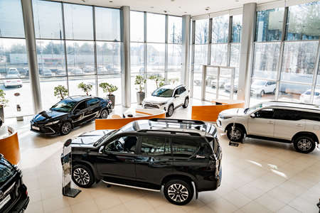 premises of the dealership of Toyota cars. buying and selling cars.