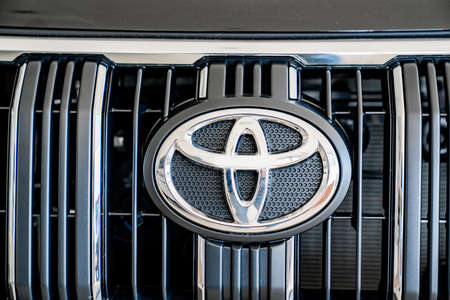 the Toyota logo on the car Toyota land cruiser prado