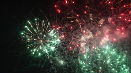 Beautiful fireworks display in the night sky.の写真素材