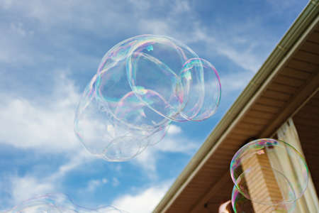 big soap bubbles. entertainment show for children on holidays and festivals